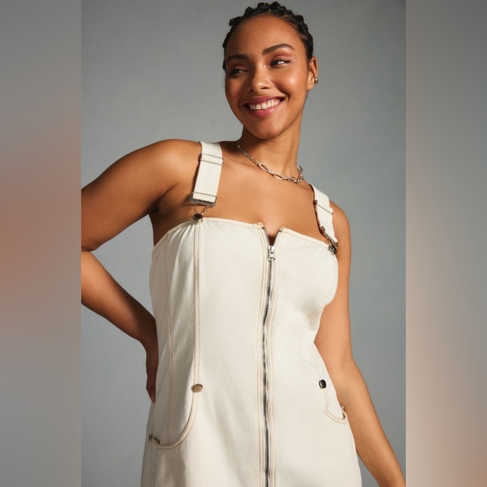 Anthropologie Overall Zip Front Midi Dress By Forever That Girl - Picture 6 of 16